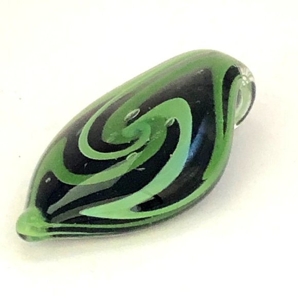 Venetian Art Glass teardrop lampwork pendant on 18" 925 sterling silver chain